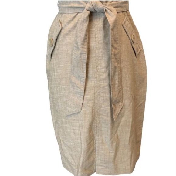 Sharagano Tan A-line Cap Sleeve Khaki Fitted Flattering Dress Size 4 - Picture 4 of 10